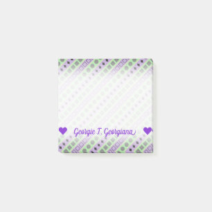 Green & Purple Stripes; Squares, Diamonds, Circles Post-it Notes