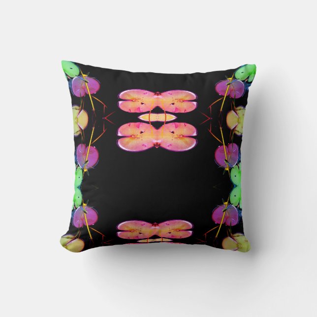 green purple teal dragonfly,  pattern pillow (Front)