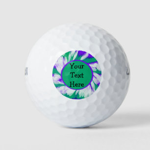 Green Purple Tie Dye Swirl Golf Balls
