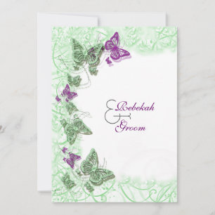 Green purple wedding engagement anniversary invitation