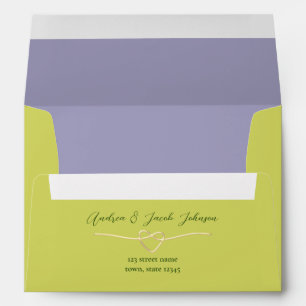 Green Purple Wedding Envelope