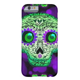 Green & Purple Whimsical Glowing Sugar Skull Barely There iPhone 6 Case