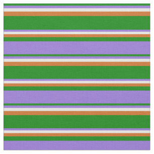 Green, Purple, White & Chocolate Coloured Pattern Fabric