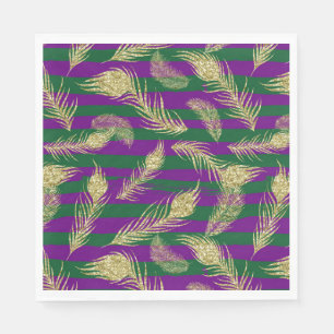 GREEN & PURPLE WITH GOLD FEATHERS NAPKIN