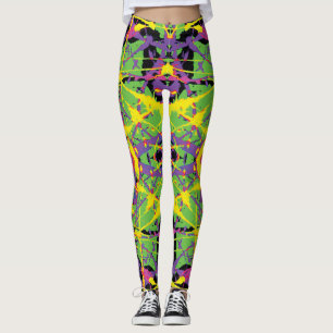 Green Purple Yellow Kush Splatter Leggings