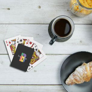 Green purple yellow red Monogram Initial  B black Playing Cards