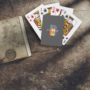 Green purple yellow red Monogram Initial B grey Playing Cards