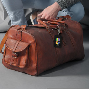 Green purple yellow red Monogram Initial C black Luggage Tag