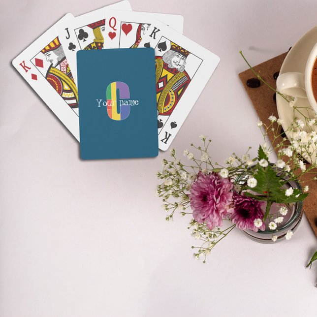 Green purple yellow red Monogram Initial  C blue Playing Cards (Creator Uploaded)