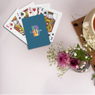 Green purple yellow red Monogram Initial D blue Playing Cards