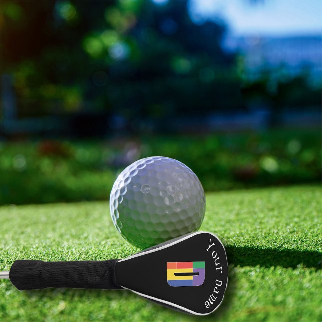 Green purple yellow red Monogram Initial  D Golf Head Cover (Creator Uploaded)