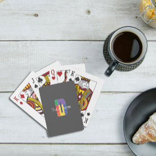 Green purple yellow red Monogram Initial D grey Playing Cards