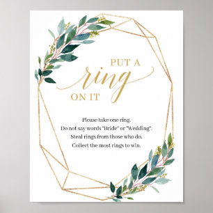 Green Put a ring on it game sign for Bridal Shower