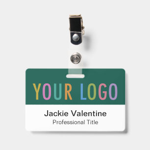 Green PVC Name Badge Horizontal Logo Staff ID Tag