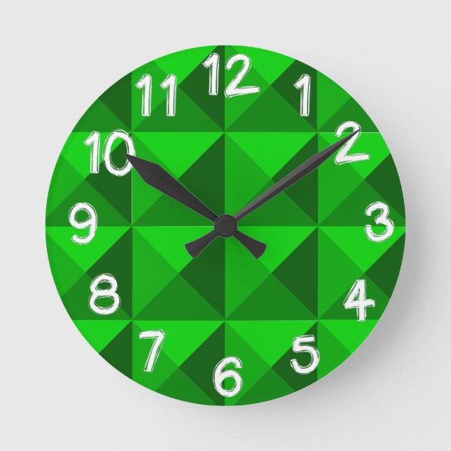 Green Pyramids  Round Clock (Front)
