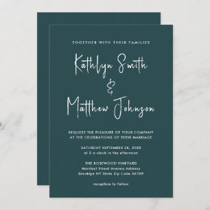 Green QR Code All In One Modern Script Wedding Invitation