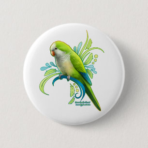Green Quaker Parrot 6 Cm Round Badge