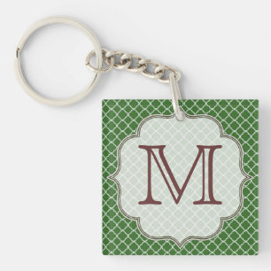 Green Quarterfoil Latti Monogram Initial Key Chain