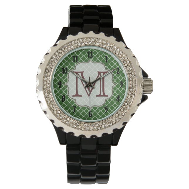 Green Quarterfoil Latti Monogram Wrist Watch (Front)