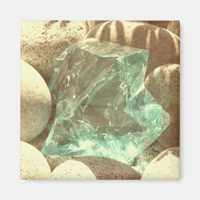 Green quartz brown stone nature photo magnet (Front)