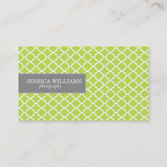 Green Quatrefoil Business Cards (Front)