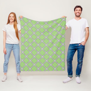 Green Quatrefoil Fleece Blanket