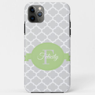 Green Quatrefoil Personalised iPhone 11 Pro Max Case