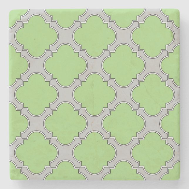 Green Quatrefoil Stone Coaster (Front)