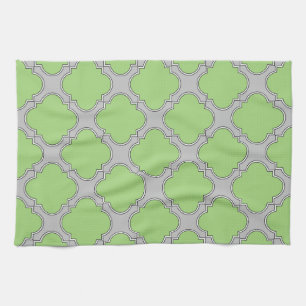 Green Quatrefoil Tea Towel
