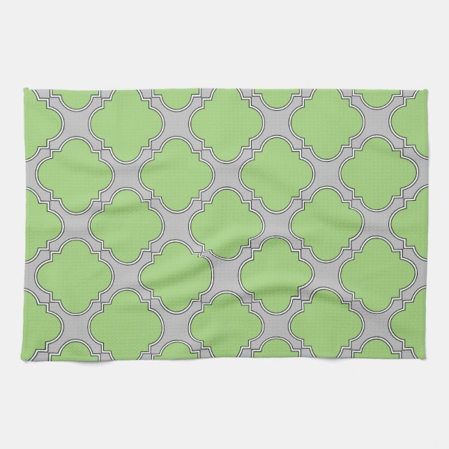 Green Quatrefoil Tea Towel (Horizontal)