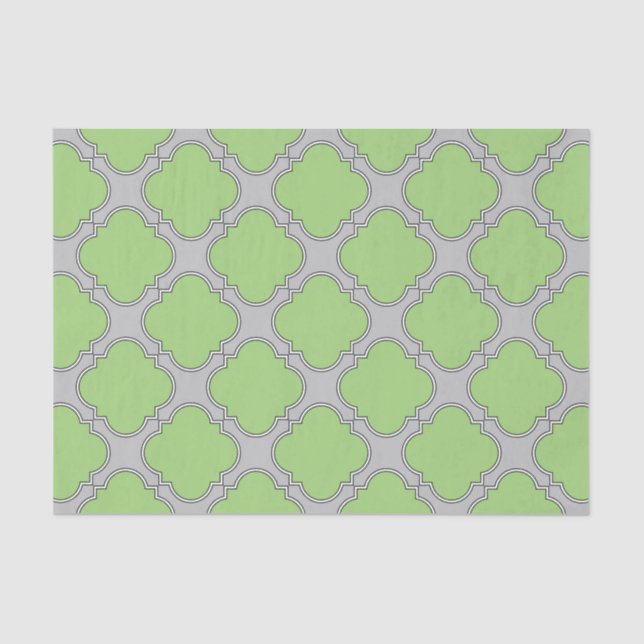Green Quatrefoil Tissue Paper (Front)