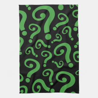 Green Question Mark Tea Towel