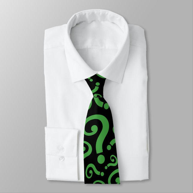 Green Question Mark Tie (Tied)