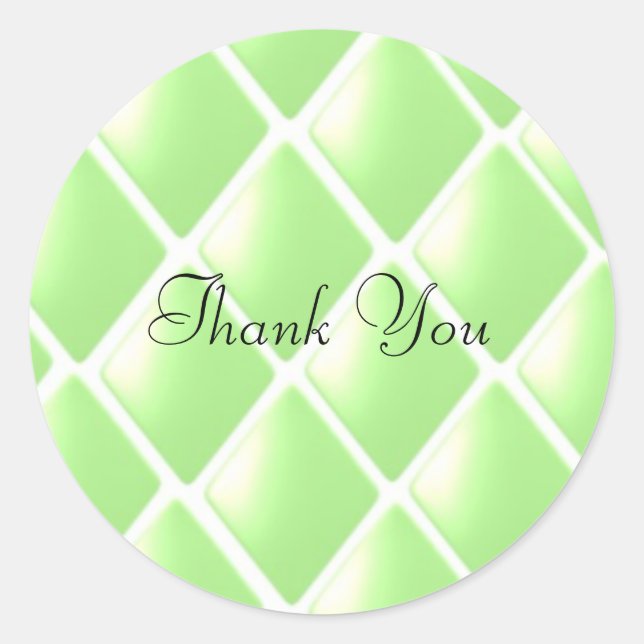 Green Quilted Diamond Pattern Classic Round Sticker (Front)