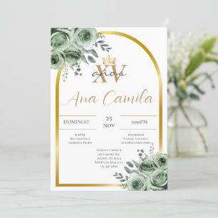Green Quinceanera Invitation
