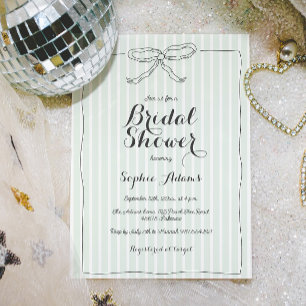 Green Quirky Bow Whimsical Bridal Shower Invitation