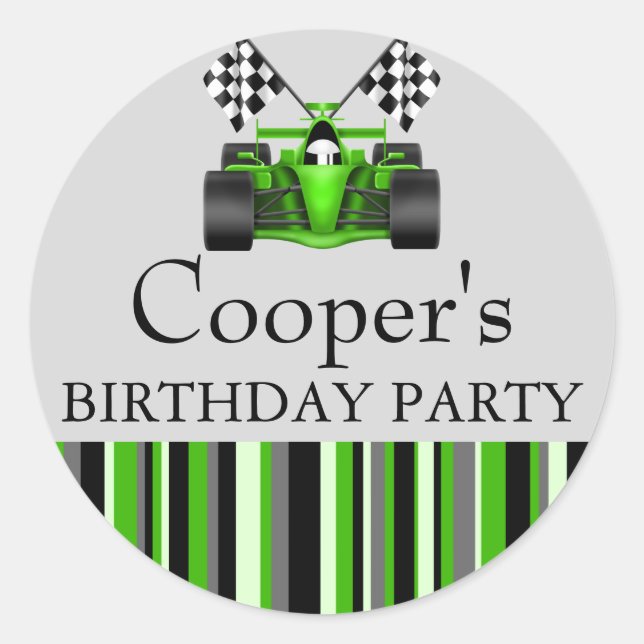 Green Race Car Sticker (Front)