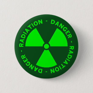 Green Radiation Warning 6 Cm Round Badge