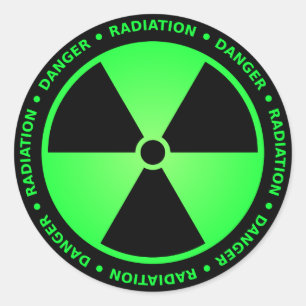 Green Radiation Warning Classic Round Sticker
