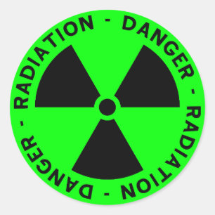 Green Radiation Warning Classic Round Sticker