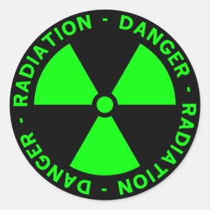 Green Radiation Warning Classic Round Sticker