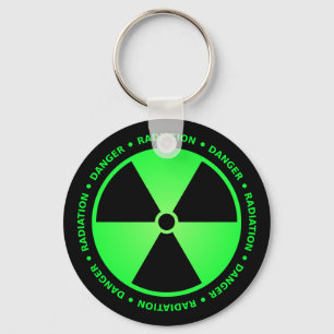 Green Radiation Warning Key Ring