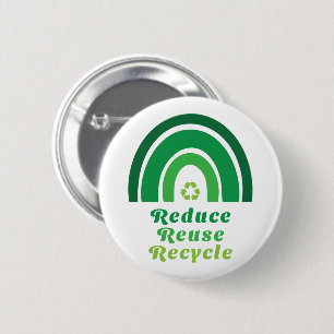 Green Rainbow Environmental Reduce Reuse Recycle 6 Cm Round Badge