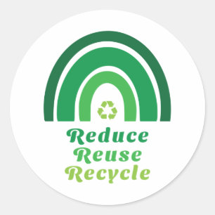 Green Rainbow Environmental Reduce Reuse Recycle Classic Round Sticker