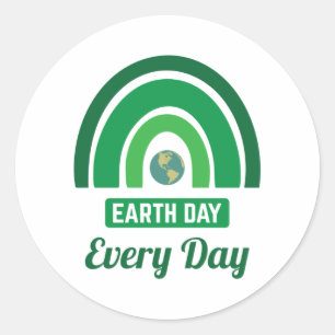 Green Rainbow Environmentalism Earth Day Every Day Classic Round Sticker