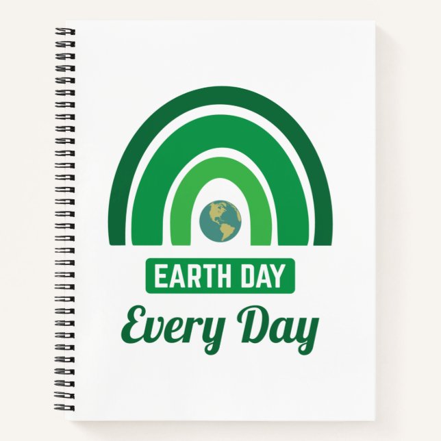 Green Rainbow Environmentalism Earth Day Every Day Notebook (Front)