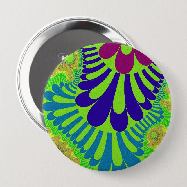 Green Rainbow Loop 10 Cm Round Badge (Front & Back)
