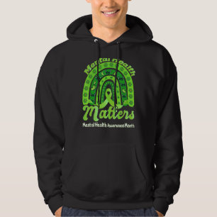 Green Rainbow Ribbon Mental Health Awareness Month Hoodie