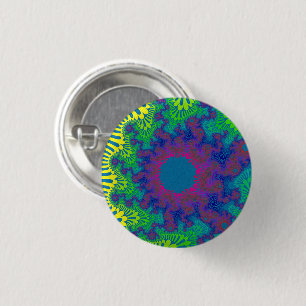 Green Rainbow Sunburst Small Button