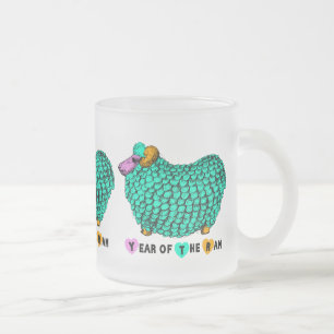Green Ram Chinese Year Zodiac Frosted Glass M Frosted Glass Coffee Mug